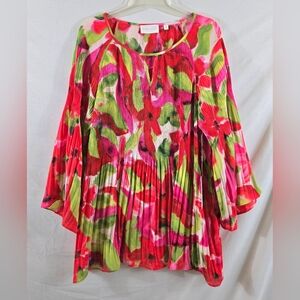 NWT Sunny Leigh Women's Pleated Bell Sleeve Blouse Size 1X